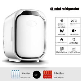 Car Mini 6L Small Fridge Cosmetic Portable Auto Food Drinkes Quick Refrigeration Refrigerator Skincare Freezer