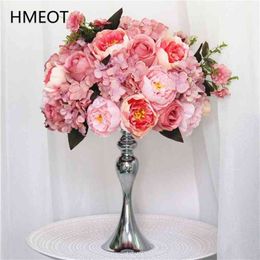 Customicable Rose Peony Hydrangea Artificial Flower Ball Party Wedding Dinner Table Centrepiece Silk Arrangement Bouquet 210706