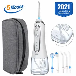 5 Modes Oral Irrigator 300ml Portable USB Rechargeable Dental Water Flosser Jet Waterproof Irrigator Dental Teeth Cleaner+5 Tips