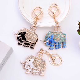 XDPQQ Europe and America New Keychain Cute Elephant Pendant Rhinestone Keychain Pendant Couple Birthday Party Gift G1019