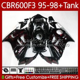 Fairings +Tank For HONDA CBR 600 600F3 CBR600 F3 FS CC 1997 1998 1995 1996 Body 64No.131 CBR600F3 600CC 600FS 95-98 CBR600-F3 CBR600FS 97 98 95 96 Bodywork Red flames Kit