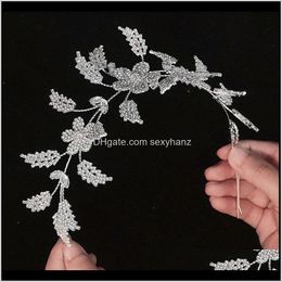 & Barrettes Jewelry Drop Delivery 2021 Forseven Simple Design Crystal Leaf Headband Hairpins Clips Po Props Bride Noiva Wedding Flower Crown