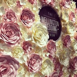wall paper roses Canada - Decorative Flowers & Wreaths 40CM Giant Paper Rose Wedding Flower Wall Backdrops Decoration Home Garden Decor Artificial Married Roses
