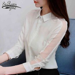 Spring Long Sleeve Women Shirts White Blouse Chiffon Shirt Fashion s Tops And s Blusas 1982 50 210508