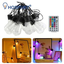led string remote UK - Strings LED String Light Colorful Plastic Bulb Fairy Garland Lamp Waterproof Lantern With Remote Control Garden Party Decorations