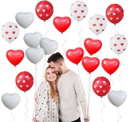 Love Heart Latex Balloons Printed Balloon Red White Wedding Helium Valentines Day Birthday Party Inflatable