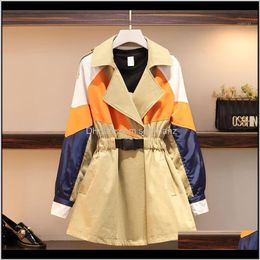 Coats Clothing Apparel Drop Delivery 2021 Plus Size Womens Spring Autumn Trench Coat Casual Long Sleeve Windbreaker Outerwear M681 Elpeb