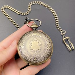 Antique Bronze Pocket Watch Shield Quartz Movement Fob Watches 5 Pieces