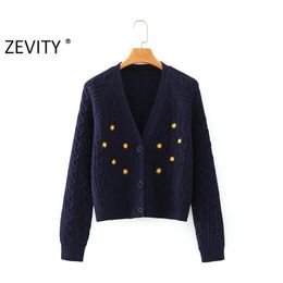 women vintage floral embroidery Embroidery Cardigan Sweaters chic female leisure v neck long sleeve knitted tops S347 210420