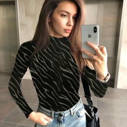 Women's Jumpsuits & Rompers 2023 Autumn Women Fashion Sexy Flash Point Printing Zipper High Neck Long Sleeve Solid Slim Casual Club Party Sh