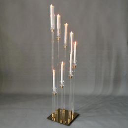 Decor Crystal Candle Holders 8 Heads Table Candelabra Wedding Centrepiece Pillar Stand Road Lead Party Candlesticks Home