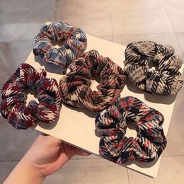 Women Stylish Plaid Hair Scrunchies Girl Elegant Retro Lattice Elastic Rubber Bands Fashion Ponytail Holder Hair Accessories