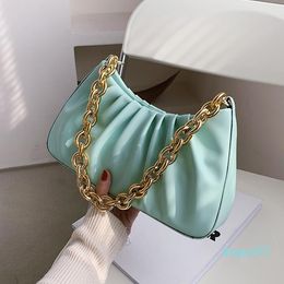 Folds Design PU Leather Underarm Shoulder Bags For Women 2021 Winter Handbags And Purses Luxury Chain Totes Cross Body