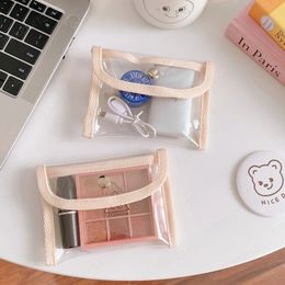 Fashion transparent cosmetic bag female ins wallet keychain storage bag girl heart portable travel carry file bags