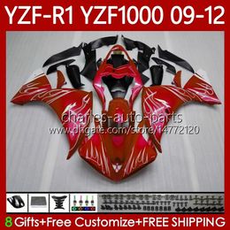 Bodywork Kit For YAMAHA YZF-R1 YZF R1 1000 CC YZF-1000 09-12 Body 92No.149 YZF1000 YZF R 1 2009 2010 2011 2012 1000CC YZFR1 09 10 11 12 Red Metallic Motorcycle Fairing