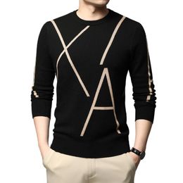 Winter Wool Pullover Black Sweater For Man Fashion Brand Knit High End Designer Cool Autum Casual Jumper Mens Clothing