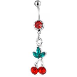 YYJFF D0092 Cherry Belly Navel Ring Red Colour