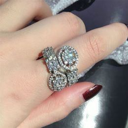 Vintage Lab Diamond Finger Ring 925 sterling silver Party Wedding band Rings for Women Men Promise Birthday Jewellery Gift