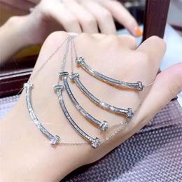 Luxury Clavicle Lab Diamond Pendant Real 925 Sterling Silver Charm Party Wedding Pendants Necklace For Women moissanite Jewelry