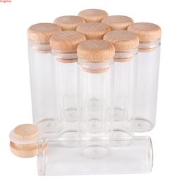 24 pieces 45ml 30*90mm Test Tubes with Wooden Caps Glass Jars Vials Wishing Bolttes Wish Bottle for Wedding Crafts Giftgoods