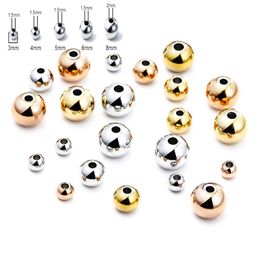 Stainless steel loose Beads straight hole metals ball DIY jewelry bead