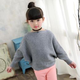 Pullover Spring Autumn Children Girls Bat Sleeve Knitted Sweater Jumper For Kids Teenage Clothes Korean Sweaters Tops 2T To 12T