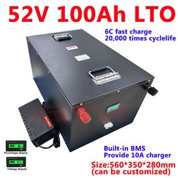 GTK LTO 52V 100Ah Lithium Titanate Battery use 2.4v pouch cells for 48v 52v motorcycle Solar system tricycle scooter+10A Charger