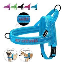 Soft Customised Dog Harness Nylon Padded Embroidery Pet Puppy Chihuahua Harness Vest Adjustable For Small Medium Large Dogs Pug 210729
