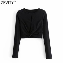 Euro Women High Street Hollow Out Design Black Short Knitting Blouse Femme Chic Hem Knotted Shirt Slim Blusas Tops LS9056 210416