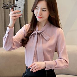 autumn fashion Chiffon women's clothes shirts pink long sleeve striped womens tops and blouses feminine blusa 1419 45 210521