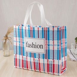 Storage Bags Strip Foldable Shopping Bag Reusable Tote Pouch Women Travel Handbag Fashion Shoulder Non-woven