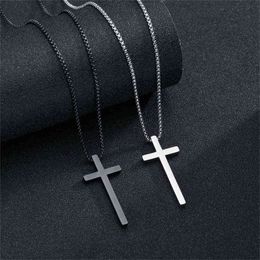 Titanium Stainleel Steel Simple Classic Fashion Cross Necklace Trendy Pendant Jesus Girl Short Long Chain Jewellery For Women G1206