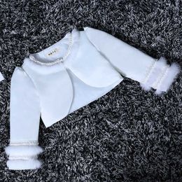 Warm Baby Girls Bolero Children Winter Thick Satin Short Jacket with Faux Fur Formal Shrug Kids Clothes 211203