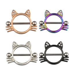 Cat Breast Piercing Jewelry Stainless Steel Nipple Rings Bar Shield Cover Barbell Adult for Women Sexy Piercings