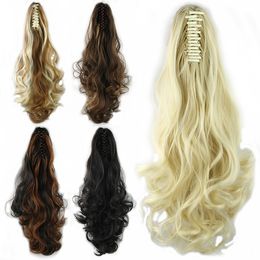 58cm Long Synthetic Claw Ponytail Simulation Human Remy Hair Exentions Wave Ponytails Bundles MW010