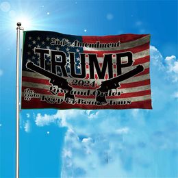 Trump Law & Order 2nd Amendment Guns American Flag 150x90cm 100D Polyester Festival Double Stitching for Advertising