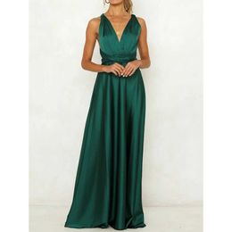 Elegant Green Satin Party Dress Sexy Bandage Strapless Backless Summer Long Dresses W05 210526