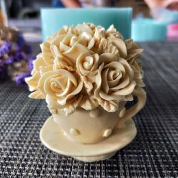 HC0120 Flower rose cup silicone Mould soap mould handmade making s candle 210721