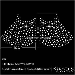 Sewing Notions Tools Apparel Drop Delivery 2021 11X11Cm Fix Rhinestone Iron On Transfer Star With Glass Squares Motif Sticker For Face Mask Q