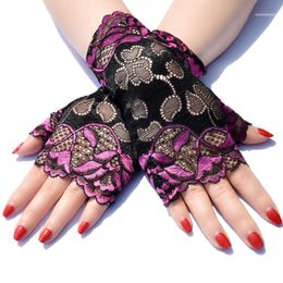 Sexy Half Finger Lace Gloves Sheer Floral Fingerless Semi Party Club Dance Accessories Women Wrist1