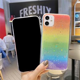 gradient case NZ - Korean fashion colorful rainbow gradient color Phone case For iphone 13 12 Pro 11 Pro Max 7 8 Plus SE 2020 Xr X Xs Max soft Cover
