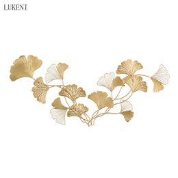 Creative Chinese Wrought Iron Background Corridor Ginkgo Decoration el Bed and Breakfast Wall Pendant 210414