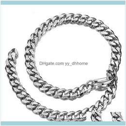 Chains Necklaces & Pendants Jewelry20-40Inch 15Mm 19Mm Men Big Tial Chunky Necklace Stainless Steel Curb Cuban Chain Adjustable Choker Sier
