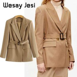 Women's Jackets 2021 Simple Jacket Women Autumn Vintage Windbreaker Coat Casual Lapel Oversized Sashes Lady Outerwear Tops Plus Size