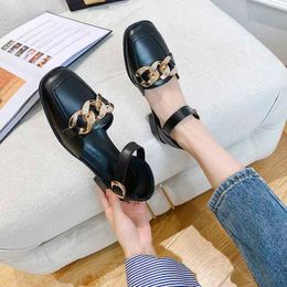 Women Shoes Retro Square Toe Single Platform Casual Loafers Fashion Shallow Mouth British Style Small Leather 210624