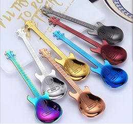 2021 Stainless steel Guitar Bass spoon musical instruments coffee mixing spoons Home Kitchen Dining Flatware Stirring spoon drop ship