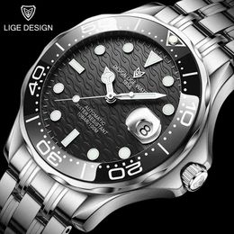 2021 Lige Sports Clocks Men Automatic Mechanical Watches 316l Steel Waterproof Mechanical Tourbillon Watch Men Relogio Masculino Q0524