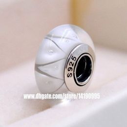 2pcs S925 Sterling Silver White Looking Murano Glass Beads Fit Pandora Charm Jewellery Bracelets & Necklaces