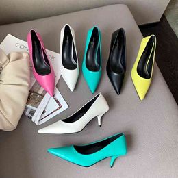 Pointed Toe Women Pumps Thin High Heels Shallow Slip On Mules Shoes Office Work Spring/Autumn Sexy Nightclub Pumps Size 35-39 210513