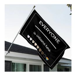 Everyone Is Welcome Here 3x5ft Flags 100D Polyester Banners Indoor Outdoor Vivid Colour High Quality With Two Brass Grommets